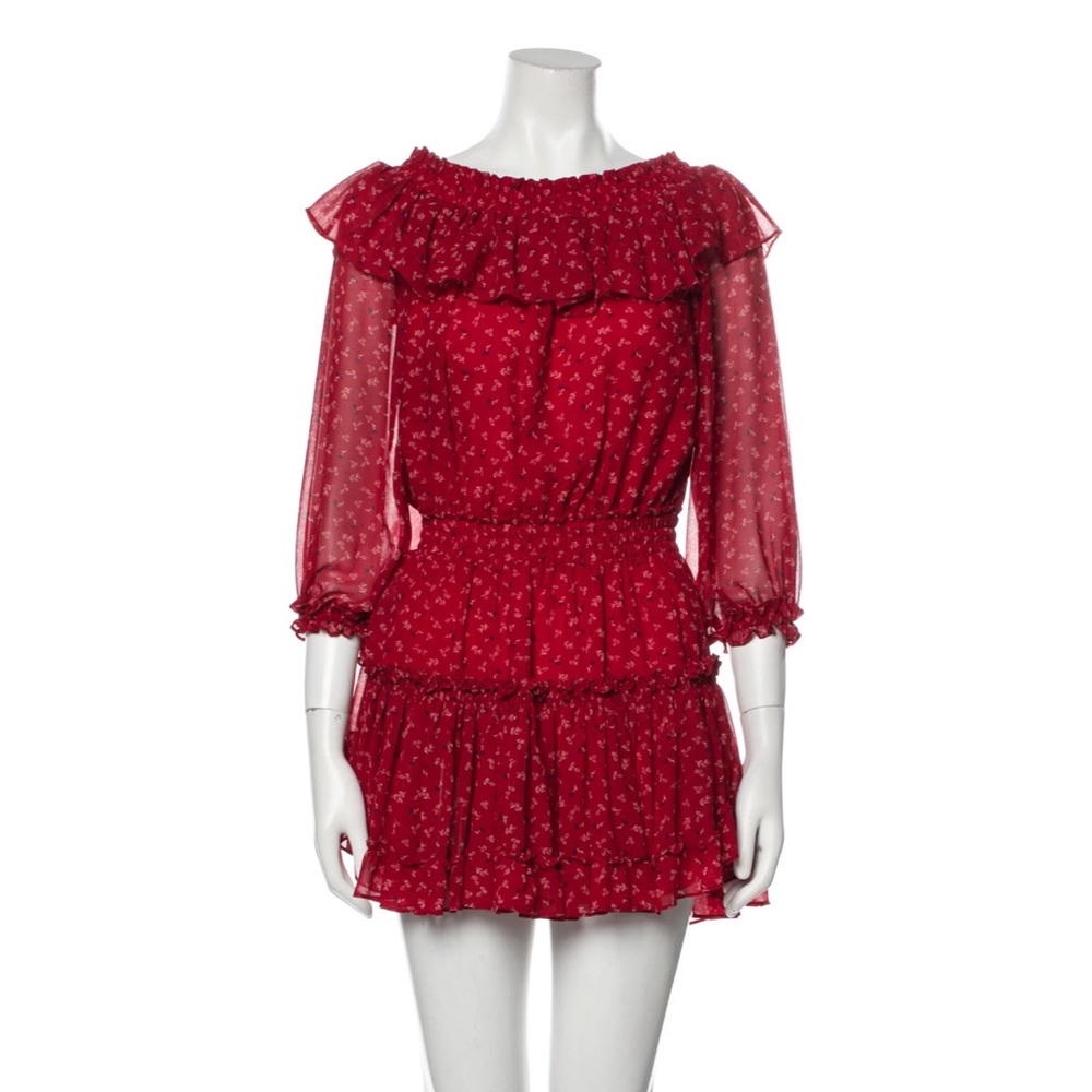 MISA X REVOLVE Darla Dress in Red Floral | Floral Printed Mini Dress | Size XS